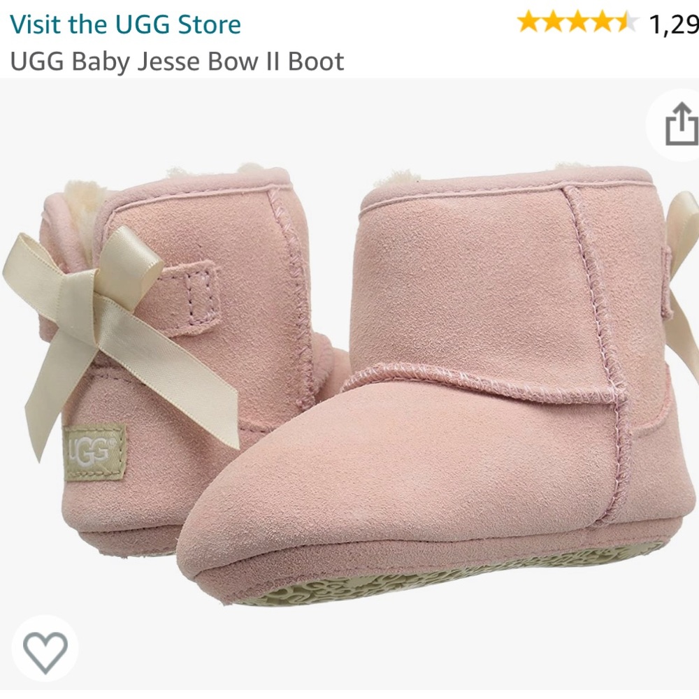 UGG Baby Jesse Bow II Boot Baby Pink size 2/3 infant